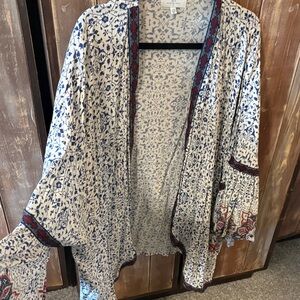 New Directions Blue and Red Patterned Tunic